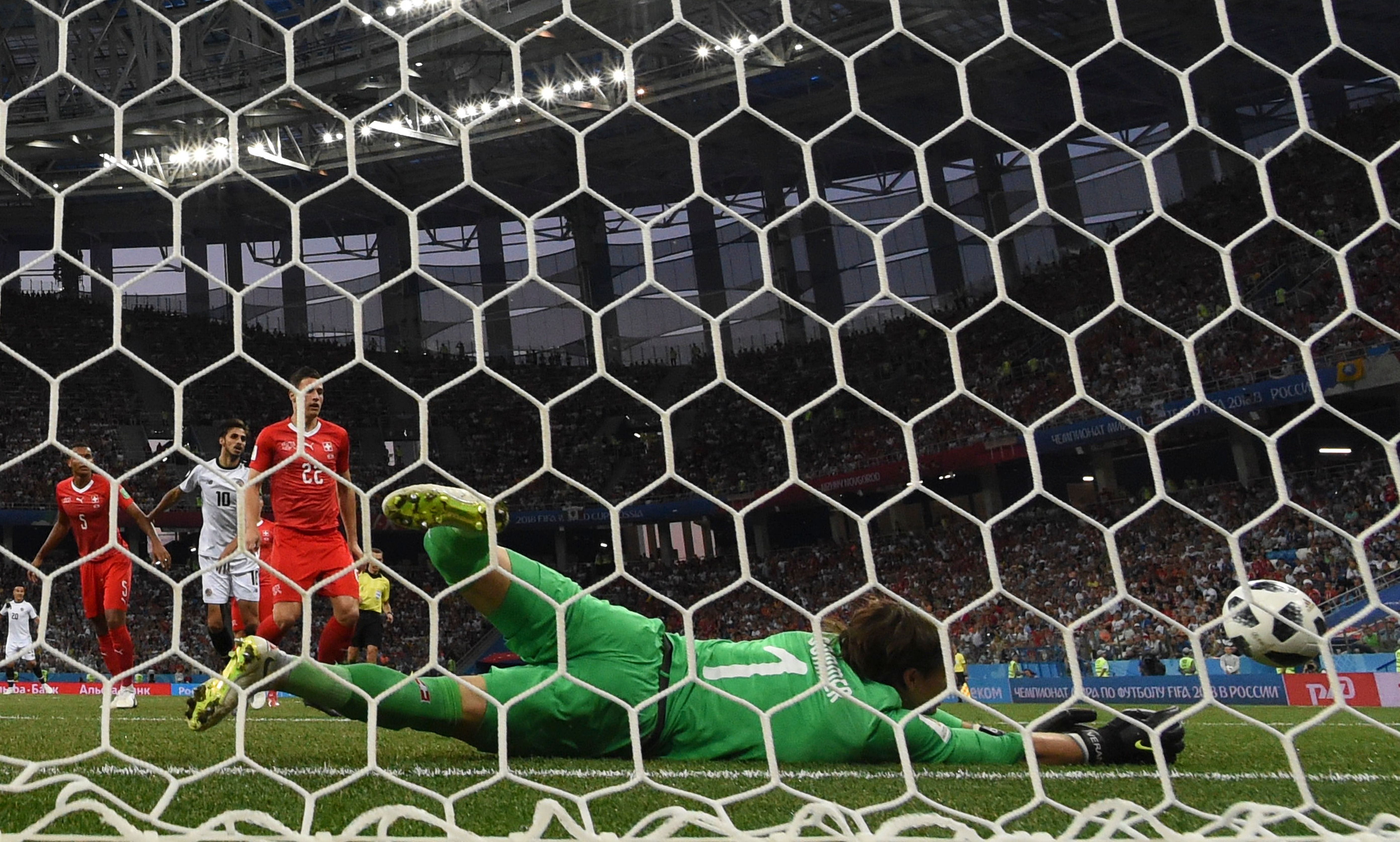 Goalkeeper Yann Sommer saves the ball in the game Switzerland vs. Costa Rica in the World Cup 2018