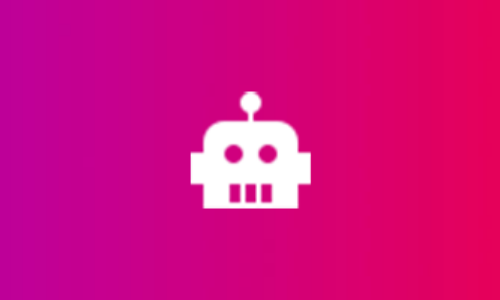 a white robot set against a pink background