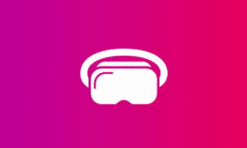 Virtual reality glasses set against a pink background