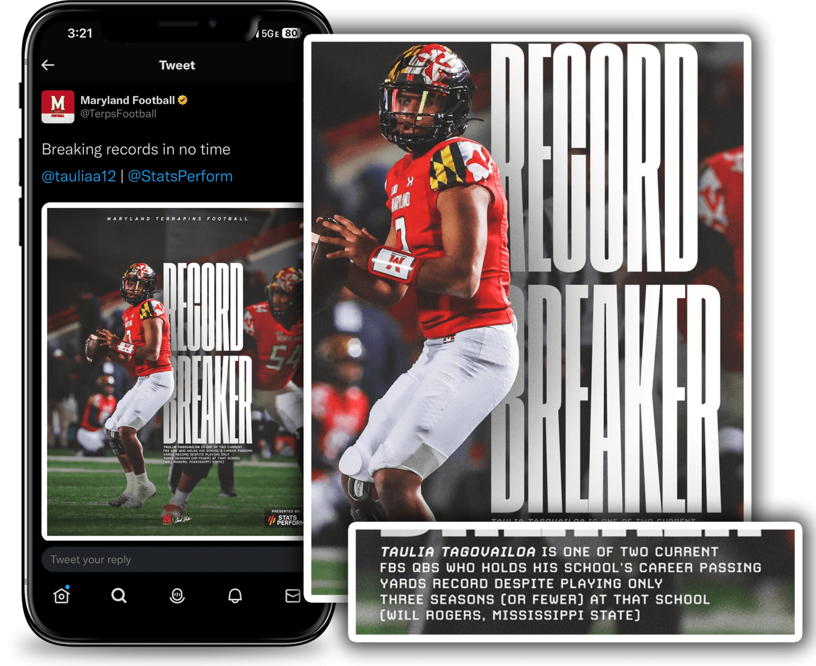 Maryland Football sharing live in-game statistics powered by Opta on Twitter