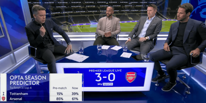 Sky Sports presenters using opta season predictor